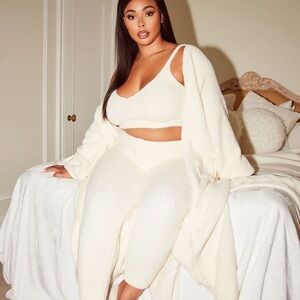 Fashion Nova Living In It 3 Piece Legging Set - Ivory